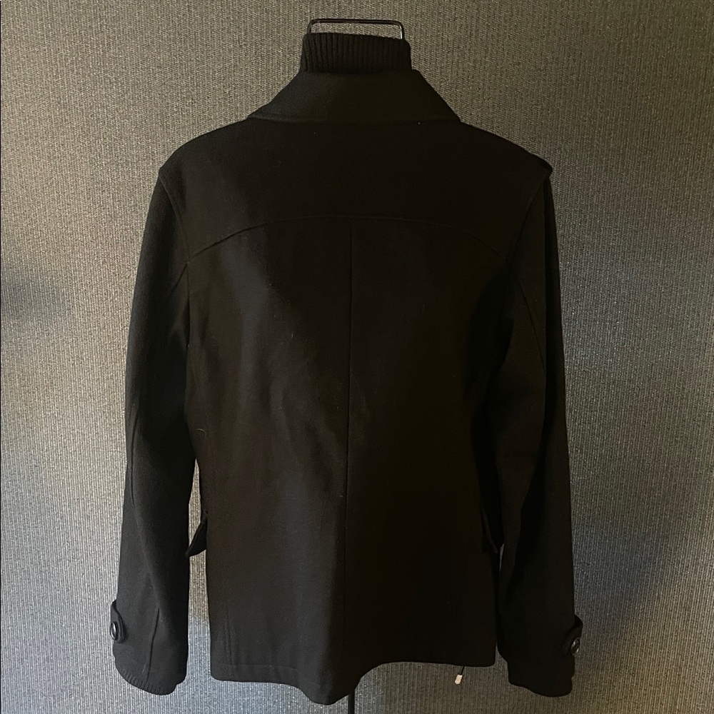 Men's Black Double-Breasted Military Style Peacoat - Picture 3 of 5
